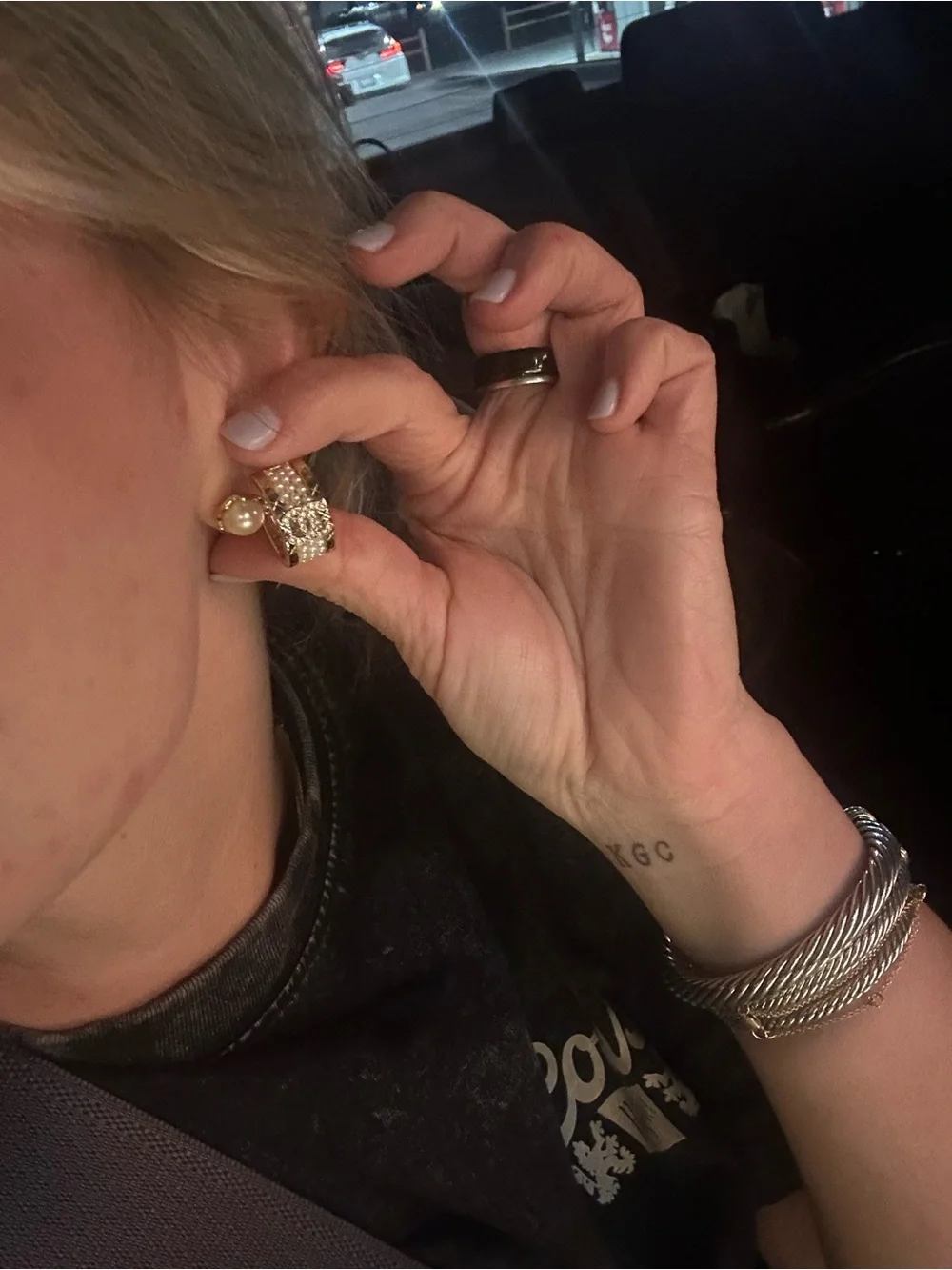Gold-Tone Hoop Earrings with Pearls and Crystal CC Logo